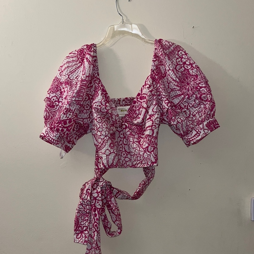Maeve Pink Floral Crop Top - Picture 3 of 6